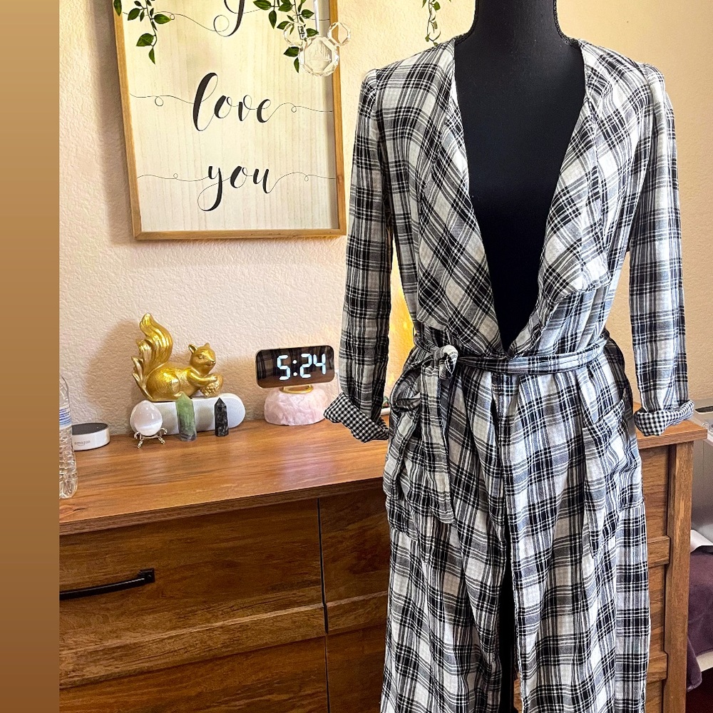 Checkered trench coat